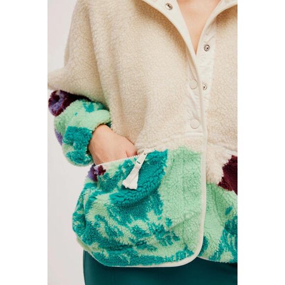Free People Movement Hit The Slopes Sunrise Summit Ivory Fleece Button Jacket XS - Picture 13 of 13